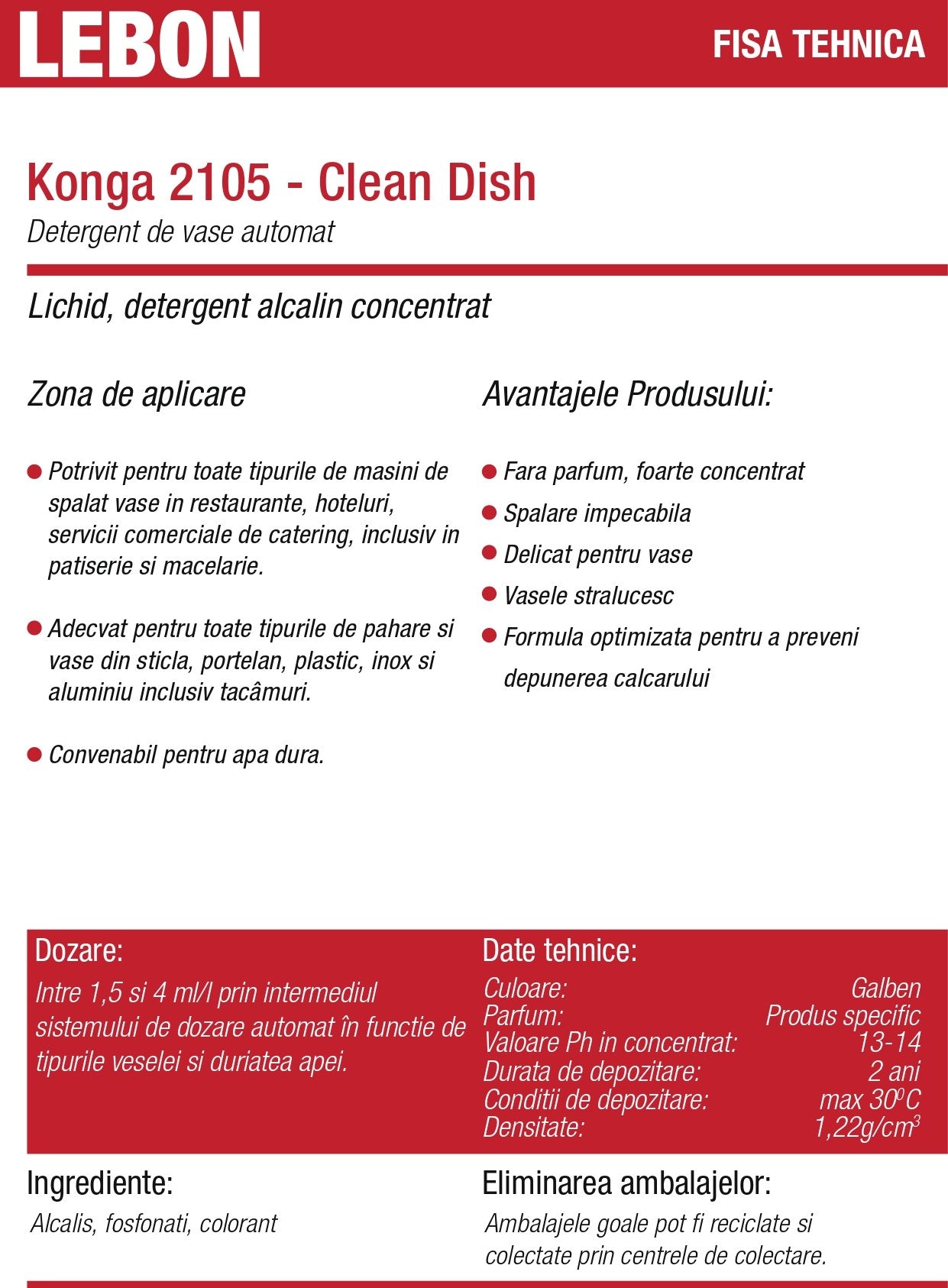 Detergent profesional pentru mașini de spălat vase 5L