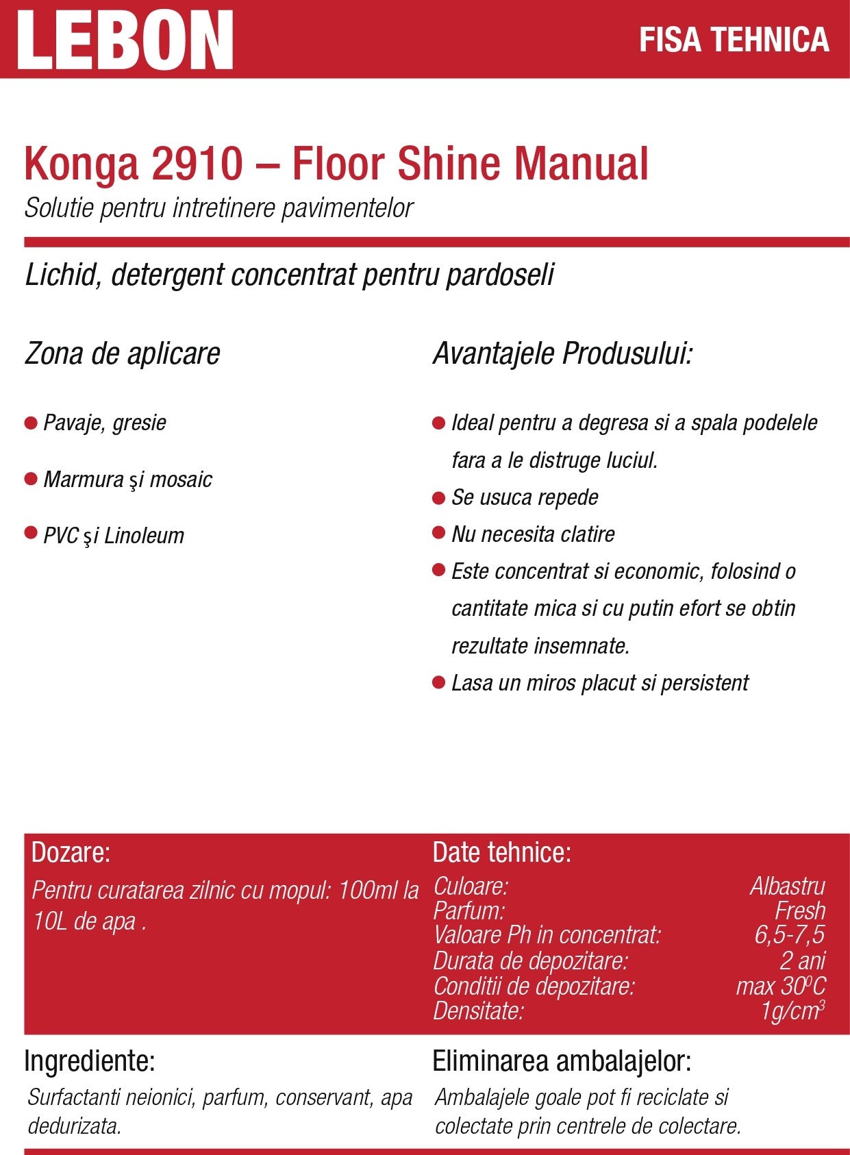Detergent profesional pentru curățarea pardoselilor 5L
