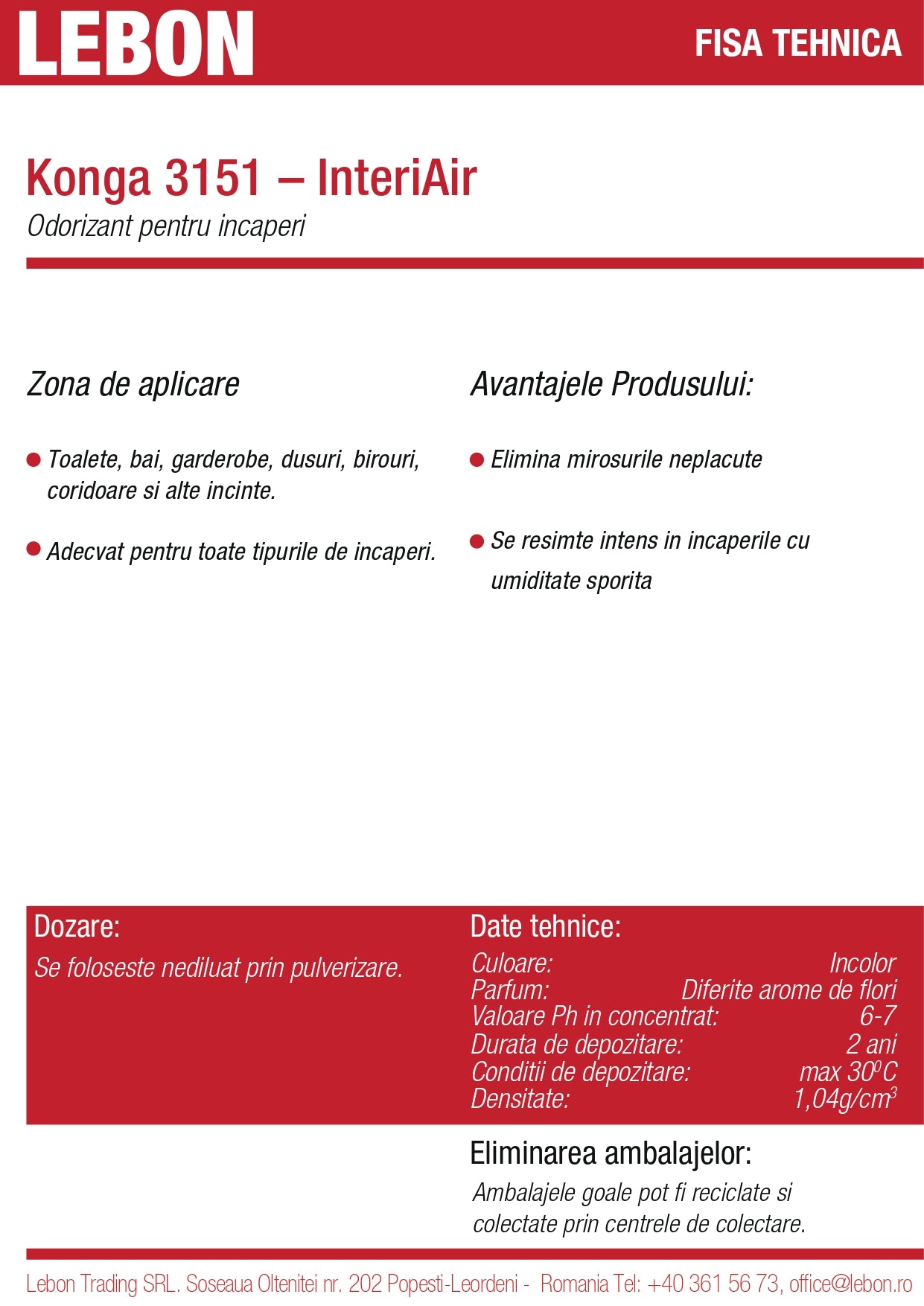 Odorizant profesional pentru încăperi 750ml