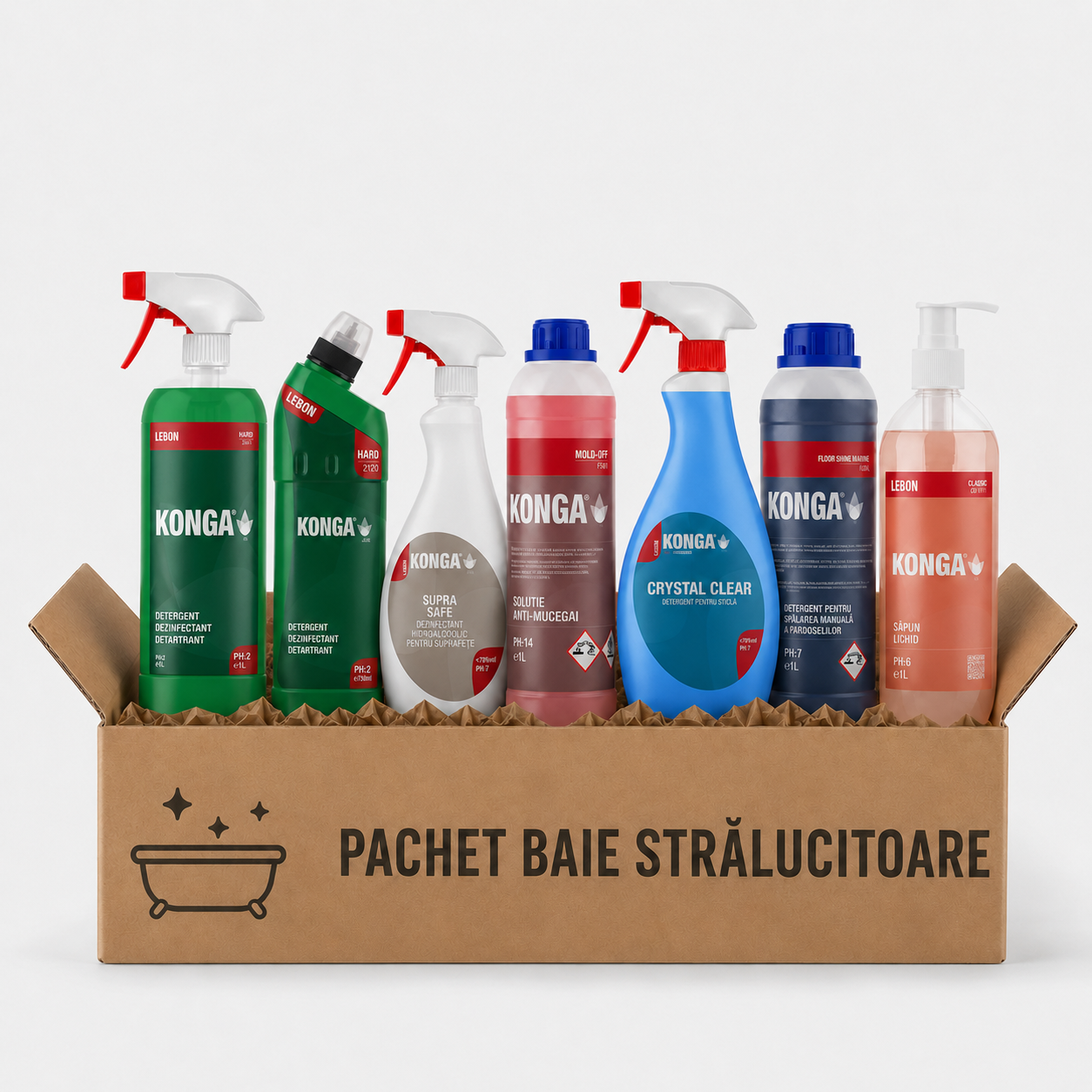 4. Pachet Baie Strălucitoare – Kit Curățenie Baie | 7 Produse Konga