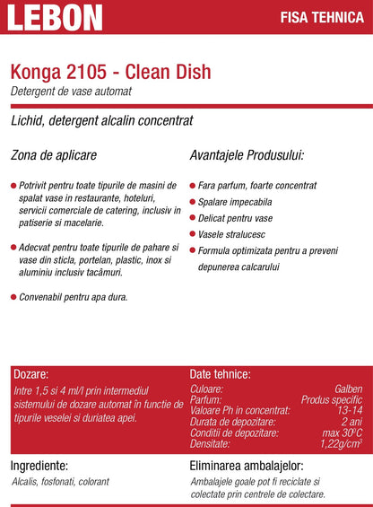 Detergent profesional pentru mașini de spălat vase 5L