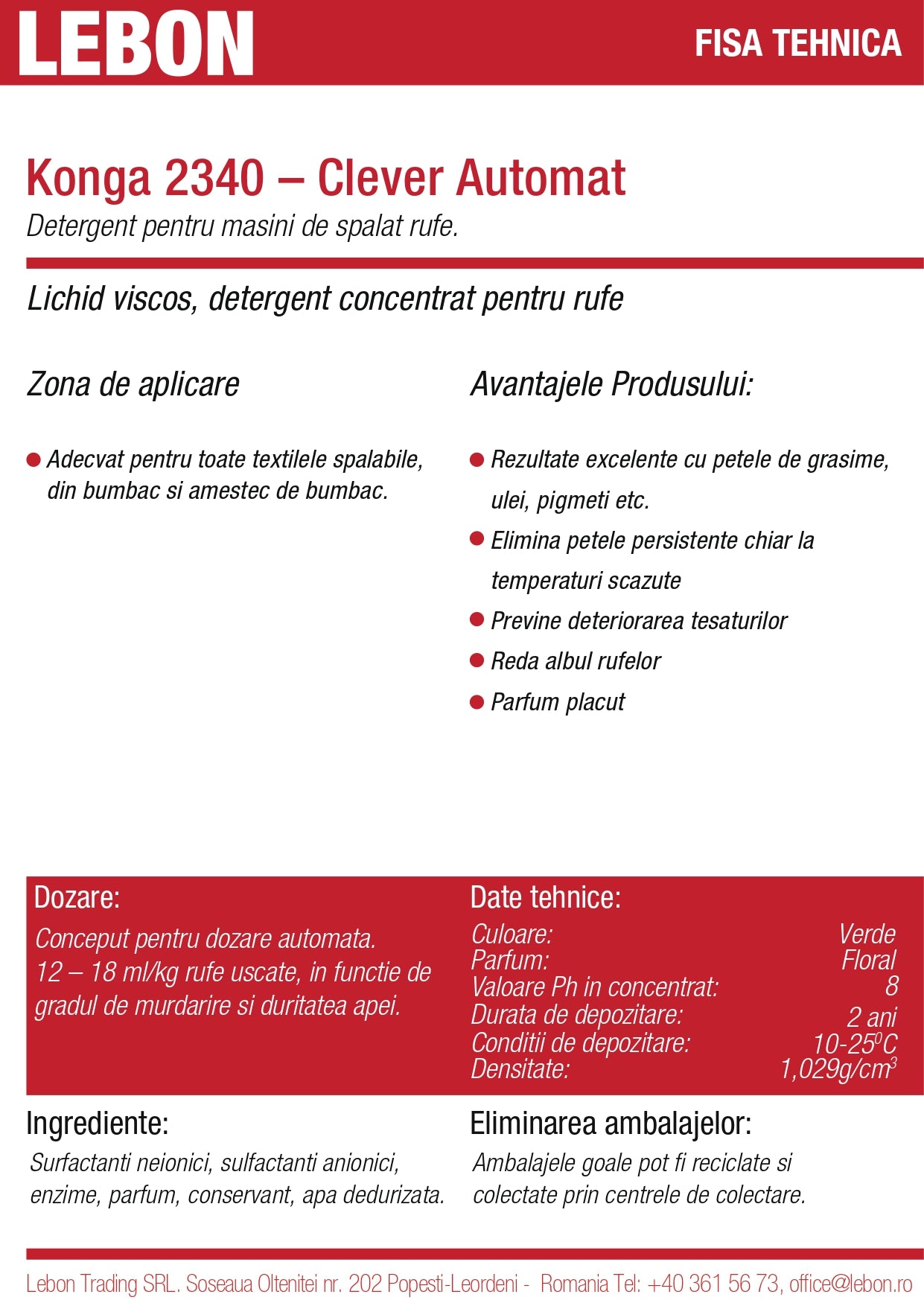 Detergent lichid profesional pentru rufe 1L