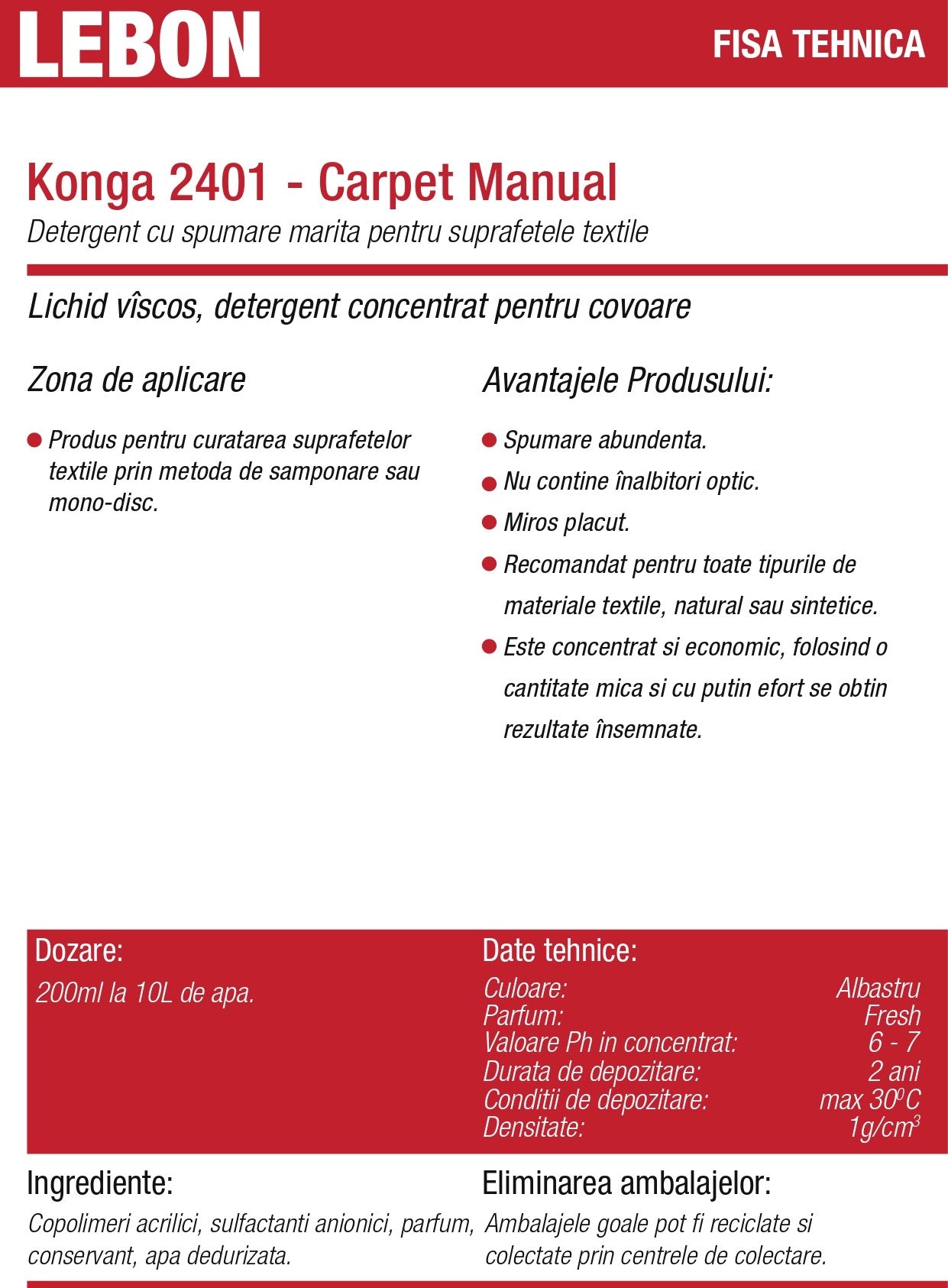 Detergent profesional pentru curățarea manuală a covoarelor 5L