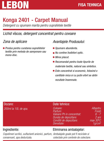 Detergent profesional pentru curățarea manuală a covoarelor 5L