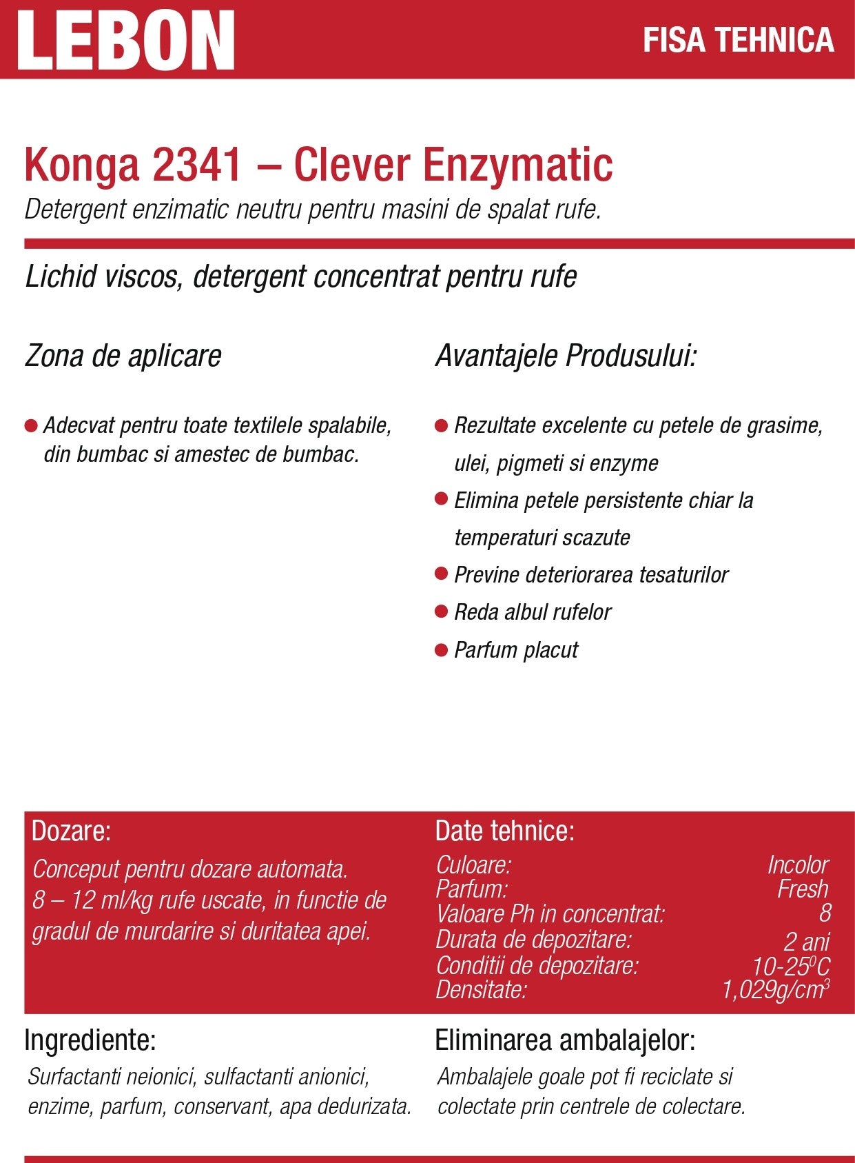 Detergent lichid enzimatic profesional pentru rufe 5L