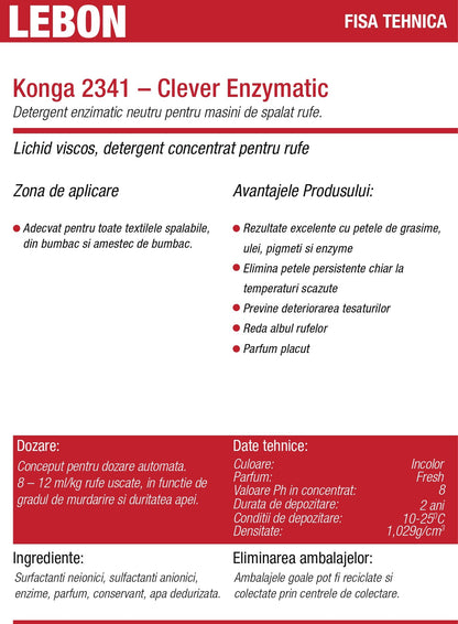 Detergent lichid enzimatic profesional pentru rufe 5L